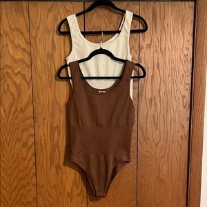 Chic Brown and Cream Bodysuit Duo
